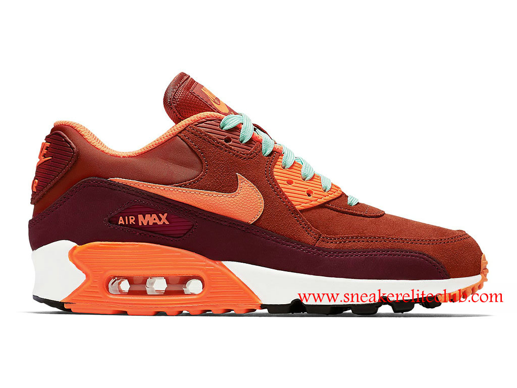 Chaussure Femme Nike Air Max 90 LTHR Pas Cher Rouge/Brun 768887-600 ...